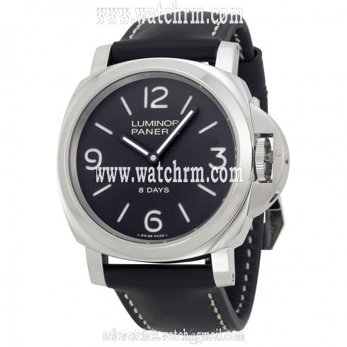 Panerai Luminor Base 8 Days Acciaio Mechanical Black Dial Men's Watch PAM00560