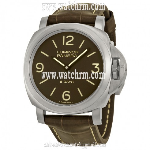 Panerai Luminor Base 8 Days Acciaio Mechanical Brown Dial Men's Watch PAM00562