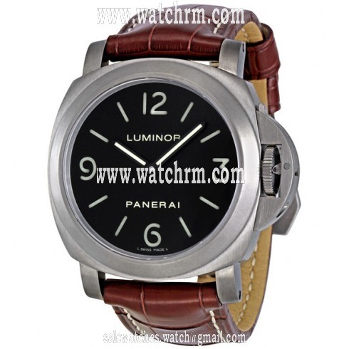 Panerai Luminor Base Automatic Black Dial Brown Leather Men's Watch PAM00176