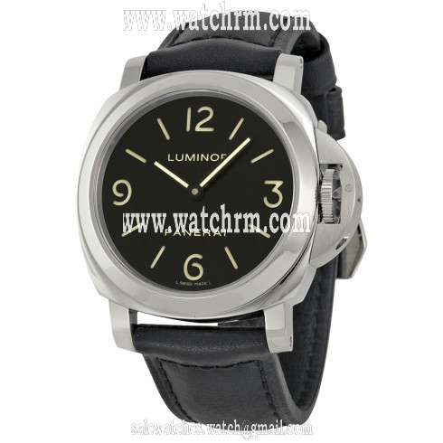 Panerai Luminor Base Black Dial and Leather Strap Men's Watch 00112