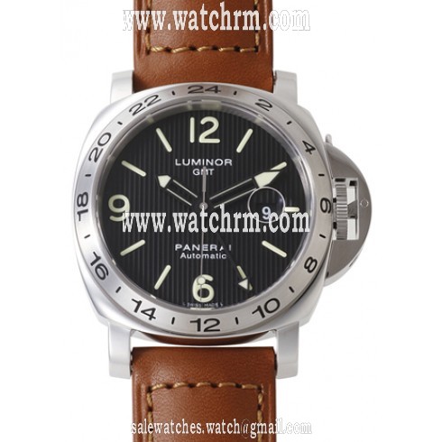 Panerai Luminor GMT Black Striped Dial Brown Leather Automatic Men's Watch PAM00029