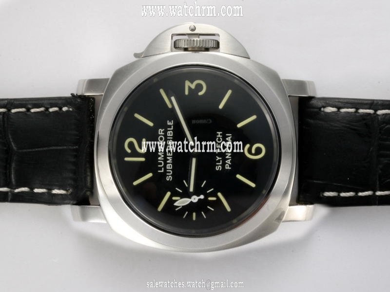 Panerai Luminor IDNO19256 44mm Midsize Black Cow Leather Strap Watch