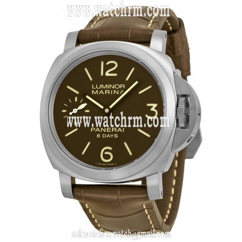 Panerai Luminor Marina 8 Days Titanio Mechanical Brown Dial Brown Leather Men's Watch PAM00564
