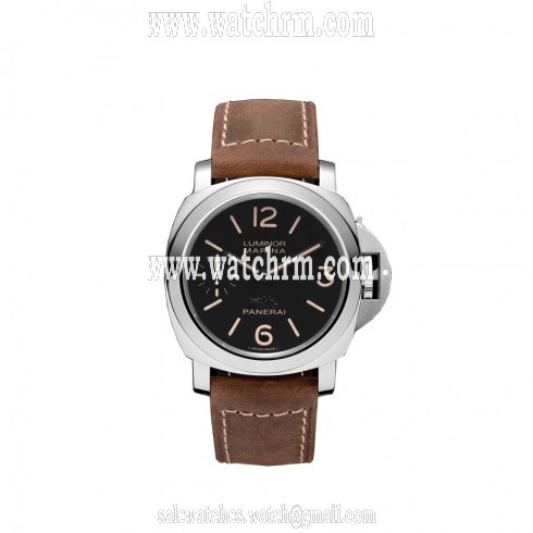 Panerai Luminor Marina Black Dial Brown Leather Men's Watch PAM00466