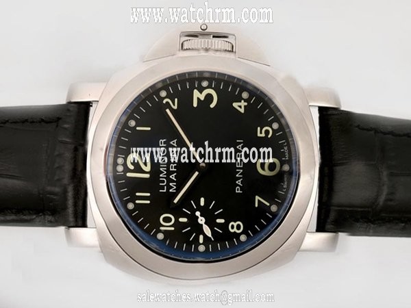 Panerai Luminor PAM 00113 44mm Mens Black Crocodile Leather Strap Watch