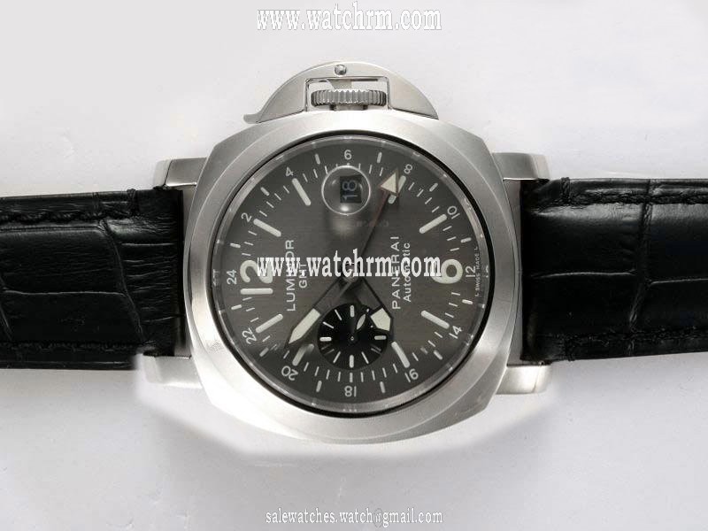 Panerai Luminor PAM 089 Black Ostrich Leather Strap Midsize Stainless Steel Bezel Watch