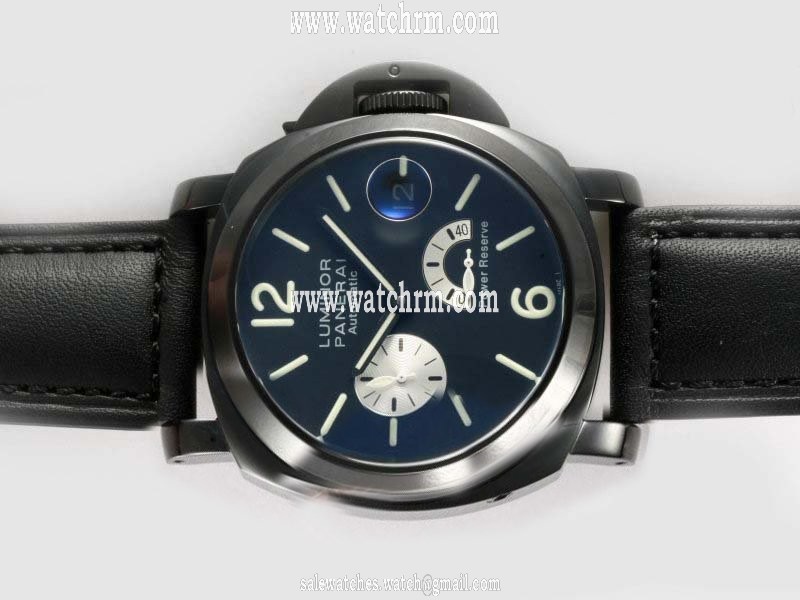 Panerai Luminor PAM 125 Black Ostrich Leather Strap 40mm Blue Dial Watch