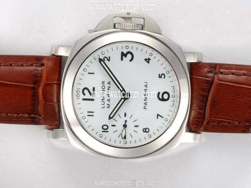 Panerai Luminor PAM 13 Midsize Brown Crocodile Leather Strap 44mm Watch