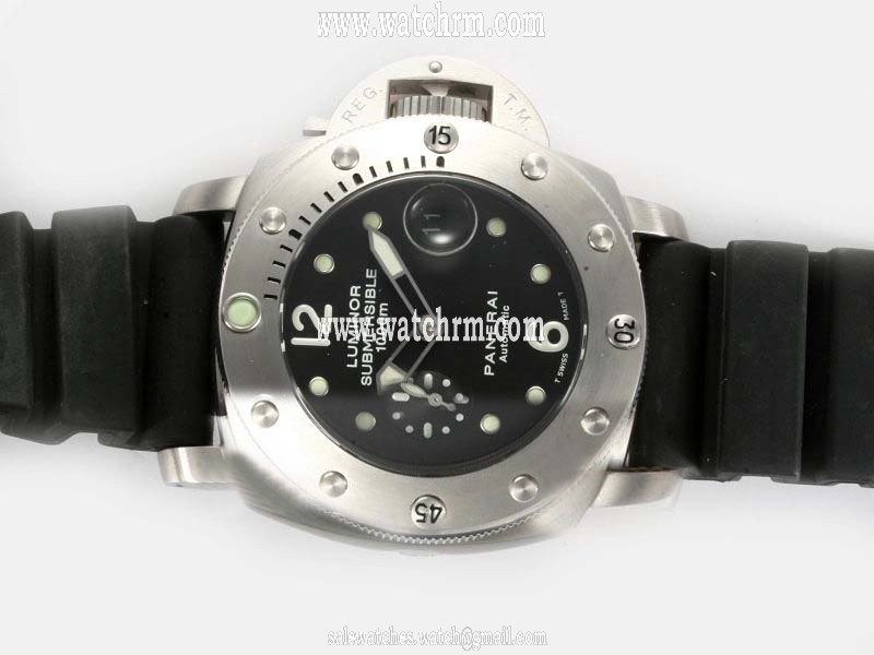 Panerai Luminor PAM 243 44mm Black Rubber Strap Black Dial Watch