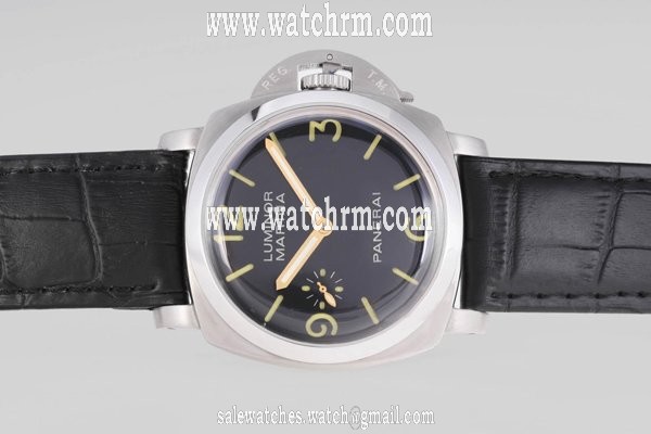 Panerai Luminor PAM00111 Mens Round Black Ostrich Leather Strap Watch