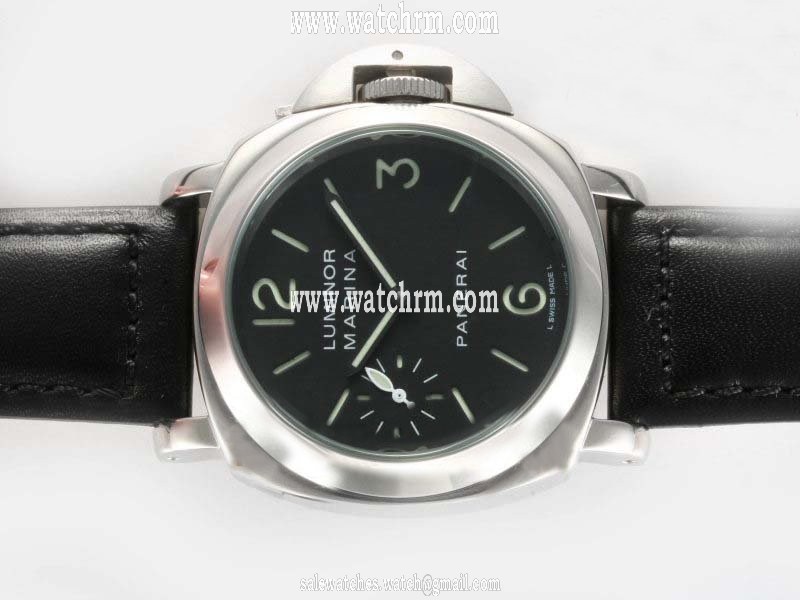Panerai Luminor PAM00111 Midsize Black Ostrich Leather Strap Watch