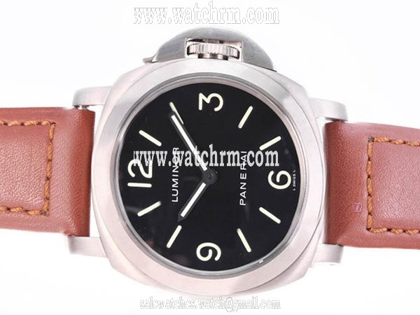 Panerai Luminor PAM00112 44mm Midsize Red Cow Leather Strap Watch