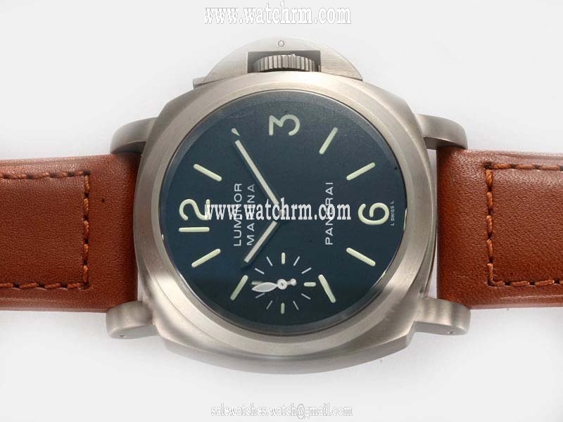 Panerai Luminor PAM00112 Midsize Brown Ostrich Leather Strap Watch