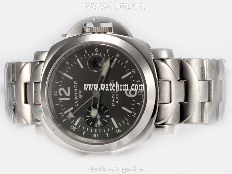 Panerai Luminor PAM089 Round Black Dial Stainless Steel Case Watch