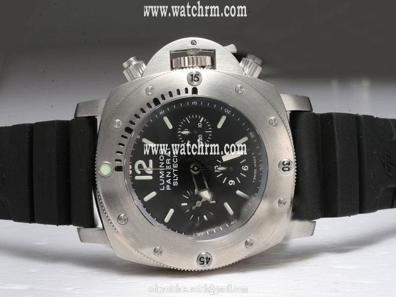 Panerai Luminor PAM202 47mm Black Rubber Strap Black Dial Watch