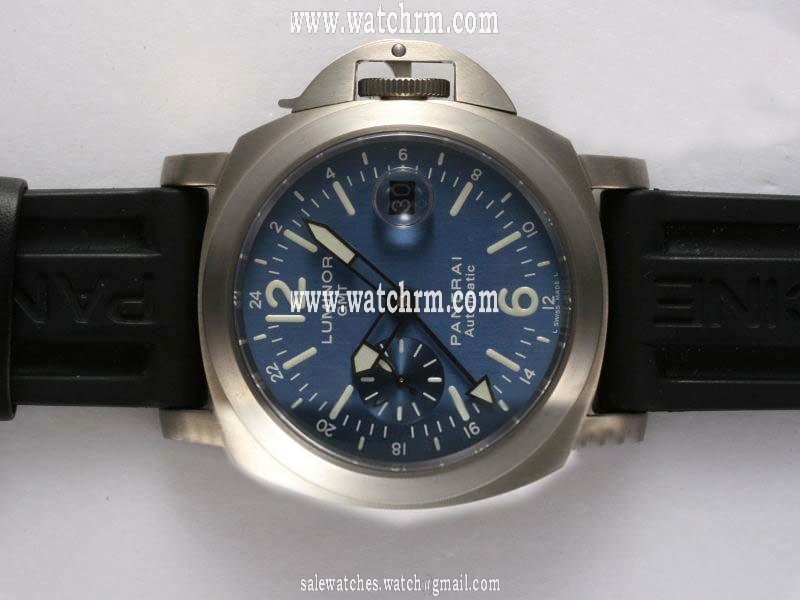 Panerai Luminor PAM297 Black Ostrich Leather Strap Midsize Titanium Bezel Watch