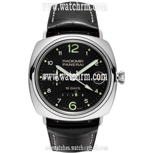 Panerai Radiomir 10 Days GMT Black Dial Black Leather Men's Watch PAM00496