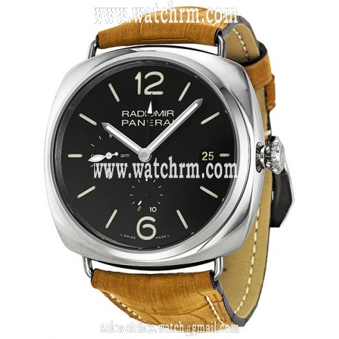 Panerai Radiomir 10 Days GMT Black Dial Brown Leather Strap Men's Watch PAM00323