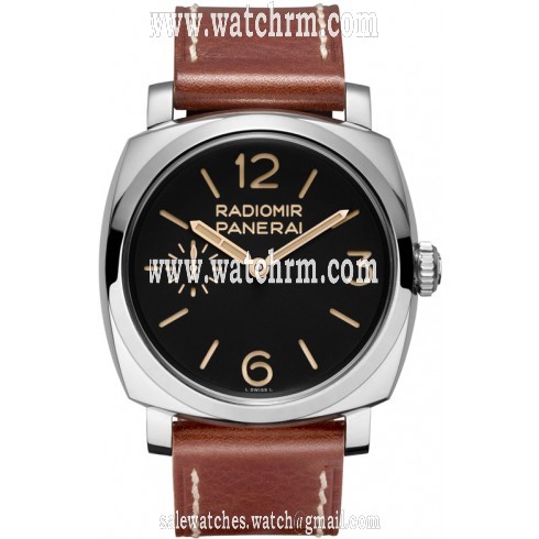Panerai Radiomir 1940 Black Dial Stainless Steel Brown Leather Men's Watch PAM00399