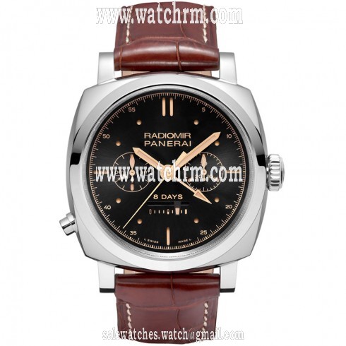 Panerai Radiomir 1940 Black Dial White Gold Leather Men's Watch PAM00503