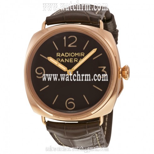 Panerai Radiomir 3 Days Ora Rosa Mechanical Brown Dial Brown Leather Men's Watch PAM00379