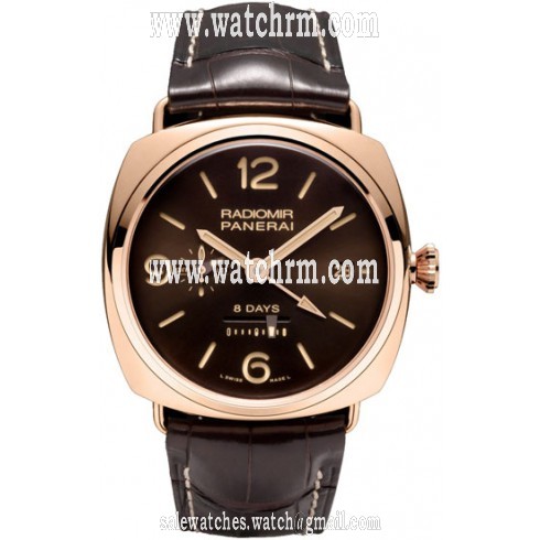 Panerai Radiomir 8 Days GMT Oro Rosso Brown Dial Manual Wind Men's Watch PAM00395