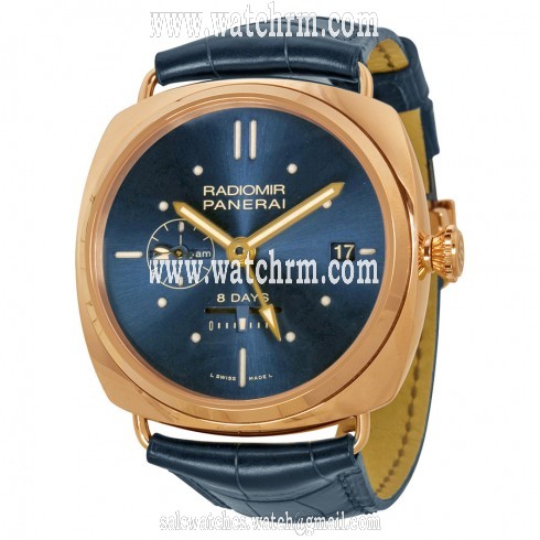 Panerai Radiomir 8 Days GMT Oro Rosso Mechanical Blue Dial Men's Watch PAM00538