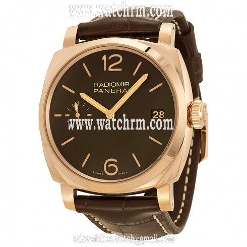 Panerai Radiomir Brown Dial 18kt Rose Gold Men's Watch PAM00515