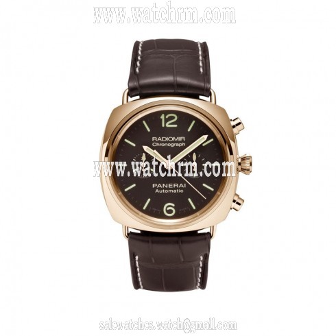 Panerai Radiomir Chronograph Brown Dial 18kt Pink Gold Men's Watch PAM00377