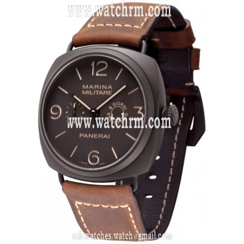 Panerai Radiomir Composite Marina Militaire Brown Dial Leather Men's Watch PAM00339