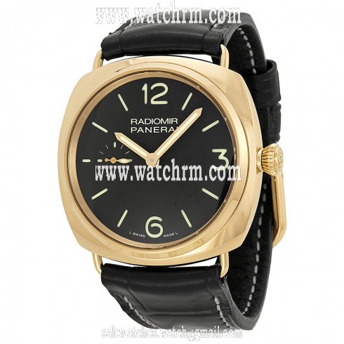 Panerai Radiomir Oro Rosa Black Dial 18kt Rose Gold Black Leather Men's Watch PAM00378