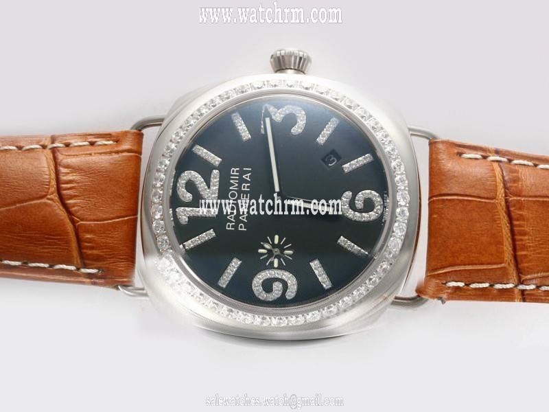Panerai Radiomir PAM 00231 45mm Blue Dial Brown Ostrich Leather Strap Watch