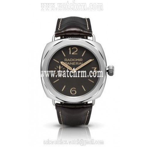 Panerai Radiomir Platinum Brown Dial Black Leather Strap Men's Watch PAM00521
