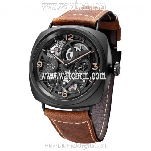 Panerai Radiomir Tourbillon GMT Ceramica Skeleton Dial Manual Wind Men's Watch PAM00350