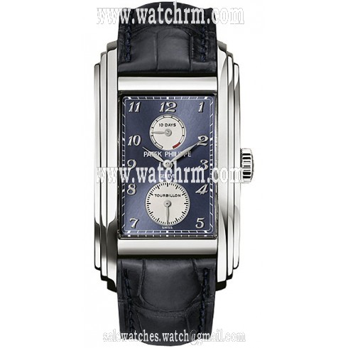 Patek Philippe 10 Day Tourbillion Blue Dial Alligator Leather Men's Watch 5101G