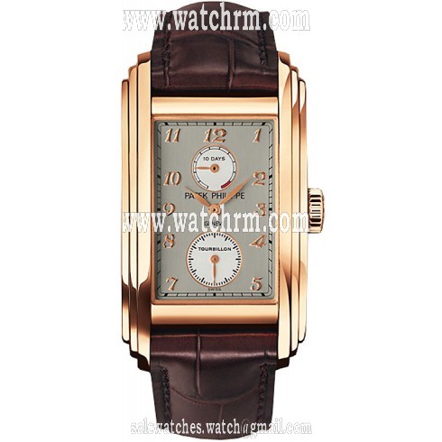 Patek Philippe 10 Day Tourbillion Dark Silver Dial Brown Leather Men's Watch 5101R