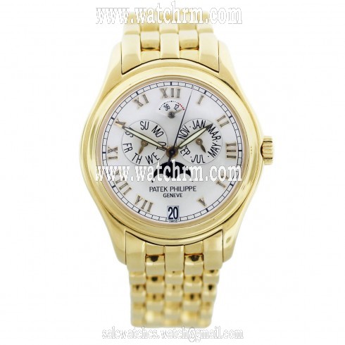 Patek Philippe Annual Calendar Moonphase White Dial Gold Stainless Steel Automatic Unisex Watch 5036-1J