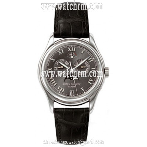 Patek Philippe Annual Calender Moonphase Black Dial Black Leather Automatic Men's Watch 5056P