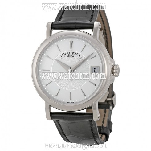 Patek Philippe Calatrava Automatic White Dial Black Leather Men's Watch 5153G-010