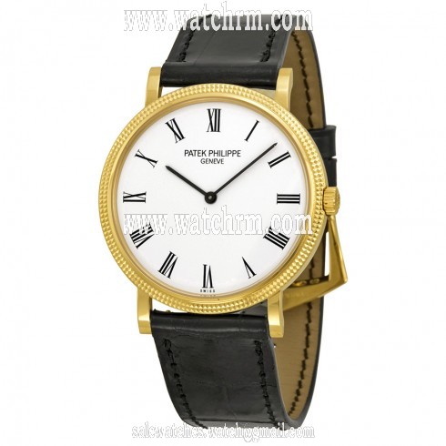 Patek Philippe Calatrava Automatic White Dial Black Leather Men's Watch 5120J-001