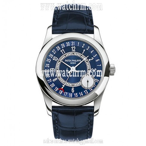 Patek Philippe Calatrava Blue Dial 18K White Gold Automatic Men's Watch 6000G-012