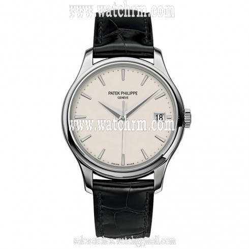 Patek Philippe Calatrava Mechanical Ivory Dial Leather Men's Watch 5227G-001