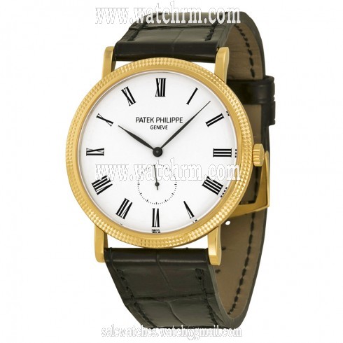 Patek Philippe Calatrava Mechanical White Dial Leather Men's Watch 5119J-001