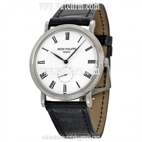 Patek Philippe Calatrava White Dial 18 kt White Gold Men's Watch 5119G