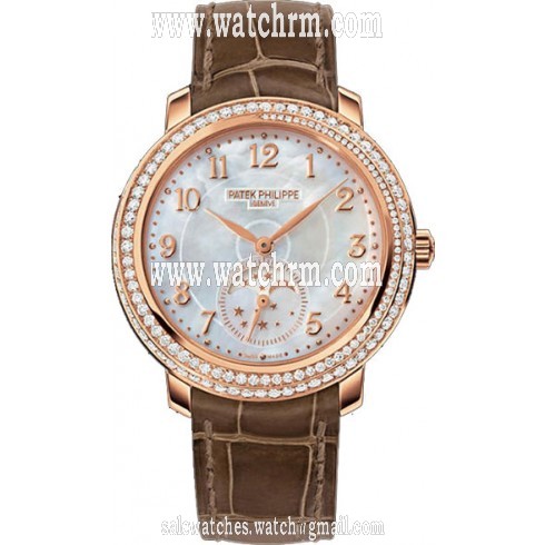 Patek Philippe Complications Mother Of Pearl Dial Taupe Leather Ladies Watch 4968R-001