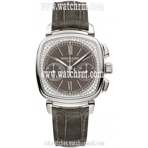Patek Philippe Complications Pale Grey Dial Pale Grey Leather Ladies Watch 7071G-010