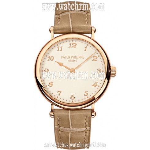 Patek Philippe Cream Dial 18kt Rose Gold Automatic Ladies Watch 7200R-001