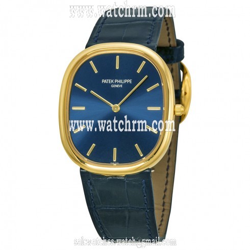 Patek Philippe Golden Ellipse 18kt Yellow Gold Blue Men's Watch 3738-100J