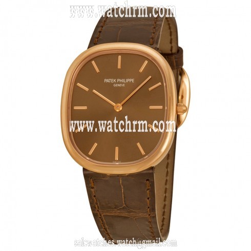 Patek Philippe Golden Ellipse Automatic Brown Dial 18 kt Rose Gold Men's Watch 3738/100R/001