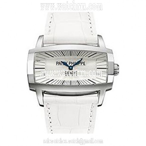 Patek Philippe Gondolo Gemma Mother Of Pearl Dial White Leather Ladies Watch 4980G